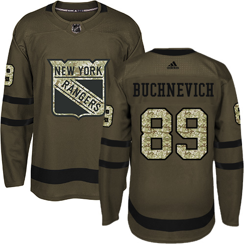 Youth Adidas New York Rangers #89 Pavel Buchnevich Premier Green Salute to Service NHL Jersey