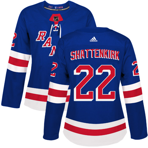 Women's Adidas New York Rangers #22 Kevin Shattenkirk Authentic Royal Blue Home NHL Jersey