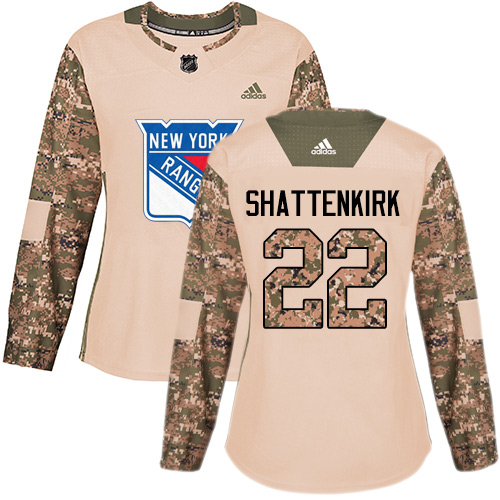 Women's Adidas New York Rangers #22 Kevin Shattenkirk Authentic Camo Veterans Day Practice NHL Jersey