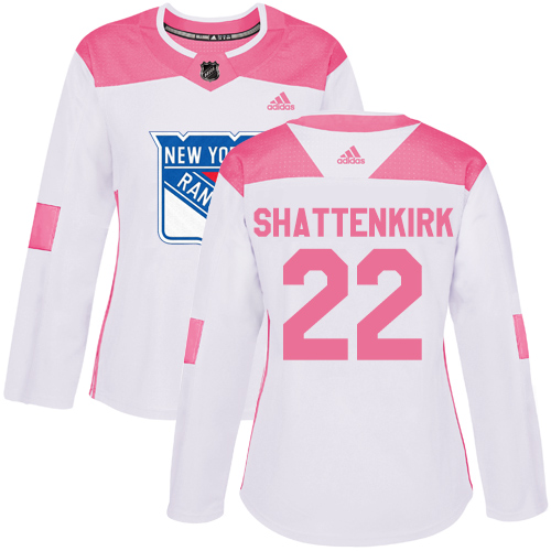 Women's Adidas New York Rangers #22 Kevin Shattenkirk Authentic White/Pink Fashion NHL Jersey