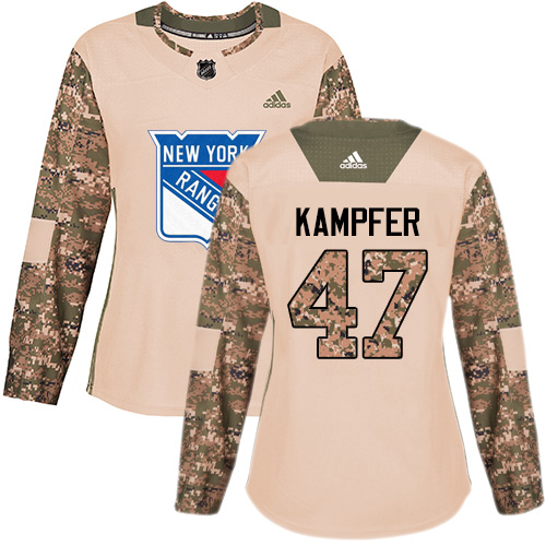 Women's Adidas New York Rangers #47 Steven Kampfer Authentic Camo Veterans Day Practice NHL Jersey