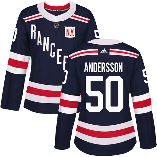 Women's Adidas New York Rangers #50 Lias Andersson Authentic Navy Blue 2018 Winter Classic NHL Jersey
