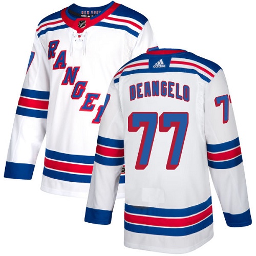 Men's Adidas New York Rangers #77 Anthony DeAngelo Authentic White Away NHL Jersey