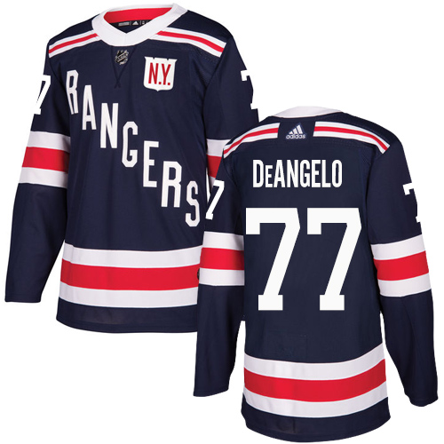 Men's Adidas New York Rangers #77 Anthony DeAngelo Authentic Navy Blue 2018 Winter Classic NHL Jersey