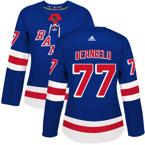 Women's Adidas New York Rangers #77 Anthony DeAngelo Premier Royal Blue Home NHL Jersey