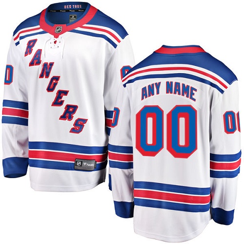 Youth New York Rangers Customized Fanatics Branded White Away Breakaway NHL Jersey