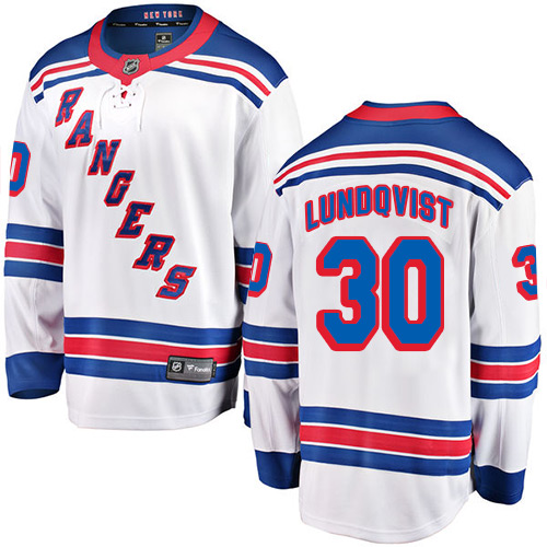 Men's New York Rangers #30 Henrik Lundqvist Fanatics Branded White Away Breakaway NHL Jersey