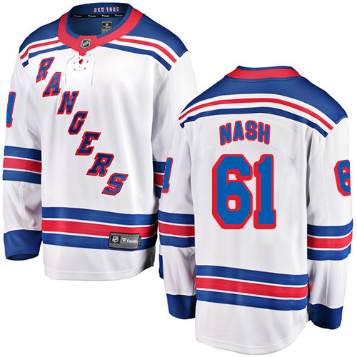 Men's New York Rangers #61 Rick Nash Fanatics Branded White Away Breakaway NHL Jersey