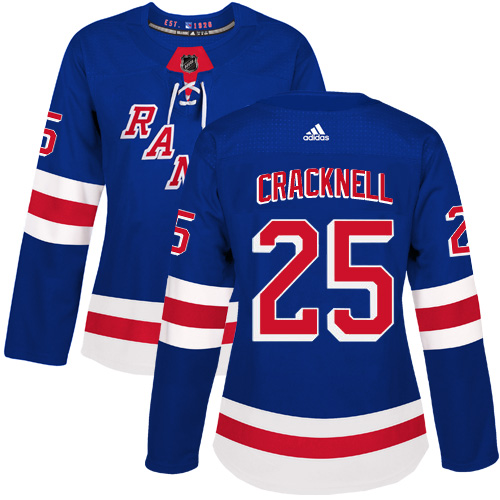 Women's Adidas New York Rangers #25 Adam Cracknell Authentic Royal Blue Home NHL Jersey