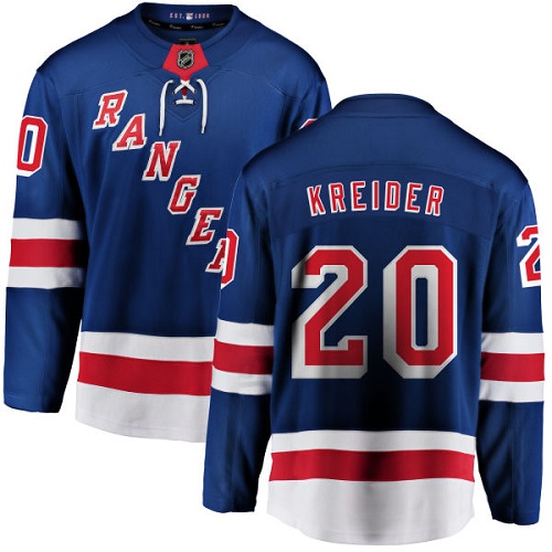 Men's New York Rangers #20 Chris Kreider Fanatics Branded Royal Blue Home Breakaway NHL Jersey