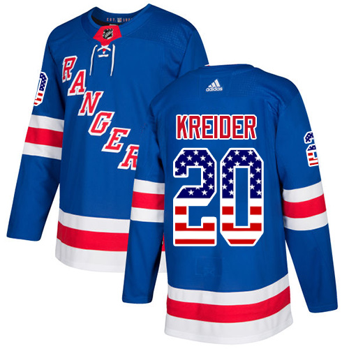 Youth Adidas New York Rangers #20 Chris Kreider Authentic Royal Blue USA Flag Fashion NHL Jersey