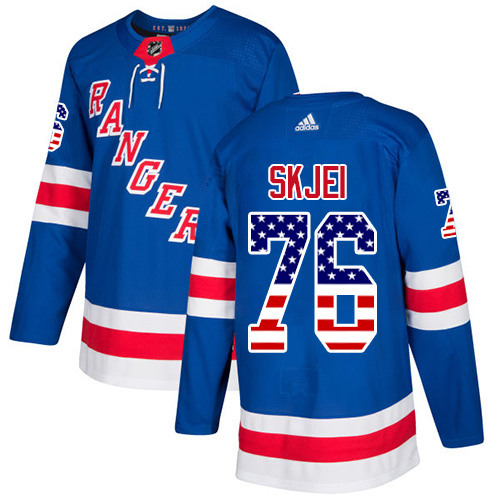 Men's Adidas New York Rangers #76 Brady Skjei Authentic Royal Blue USA Flag Fashion NHL Jersey