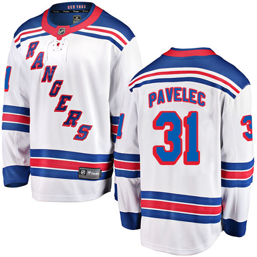 Men's New York Rangers #31 Ondrej Pavelec Fanatics Branded White Away Breakaway NHL Jersey