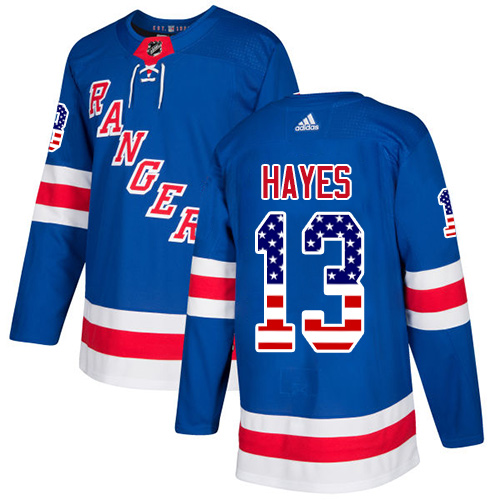 Youth Adidas New York Rangers #13 Kevin Hayes Authentic Royal Blue USA Flag Fashion NHL Jersey