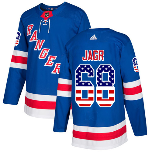 Men's Adidas New York Rangers #68 Jaromir Jagr Authentic Royal Blue USA Flag Fashion NHL Jersey