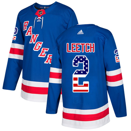 Men's Adidas New York Rangers #2 Brian Leetch Authentic Royal Blue USA Flag Fashion NHL Jersey