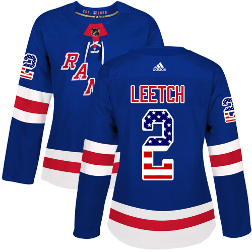 Women's Adidas New York Rangers #2 Brian Leetch Authentic Royal Blue USA Flag Fashion NHL Jersey