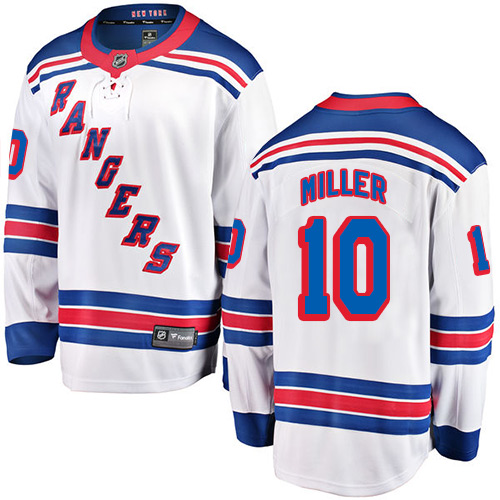 Youth New York Rangers #10 J.T. Miller Fanatics Branded White Away Breakaway NHL Jersey