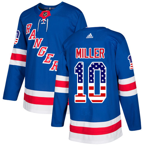 Youth Adidas New York Rangers #10 J.T. Miller Authentic Royal Blue USA Flag Fashion NHL Jersey