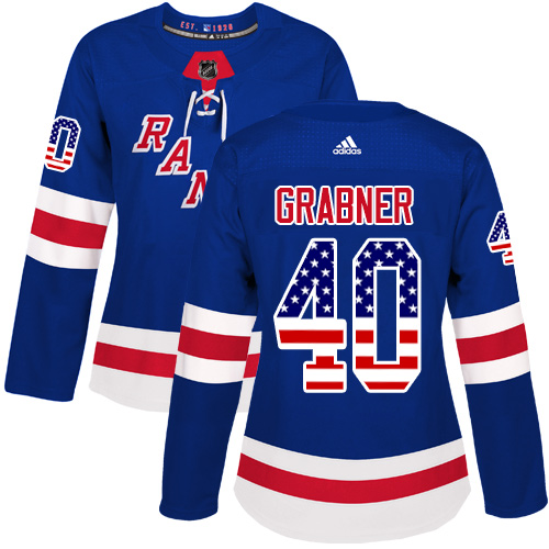 Women's Adidas New York Rangers #40 Michael Grabner Authentic Royal Blue USA Flag Fashion NHL Jersey