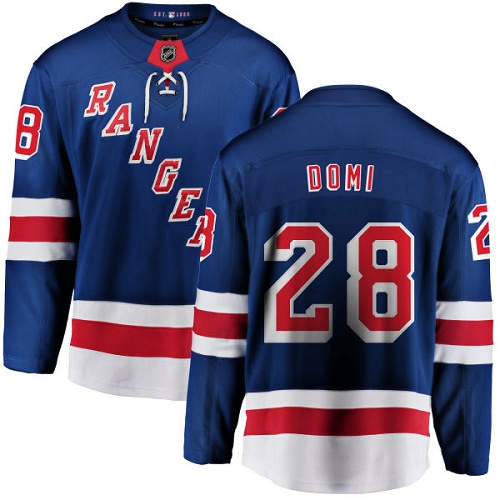 Men's New York Rangers #28 Tie Domi Fanatics Branded Royal Blue Home Breakaway NHL Jersey