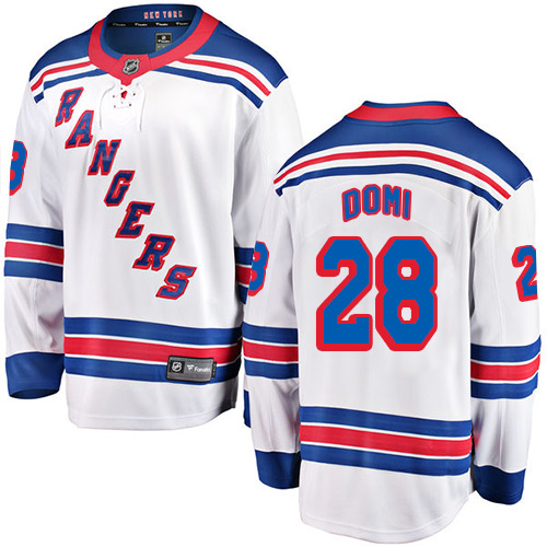 Youth New York Rangers #28 Tie Domi Fanatics Branded White Away Breakaway NHL Jersey