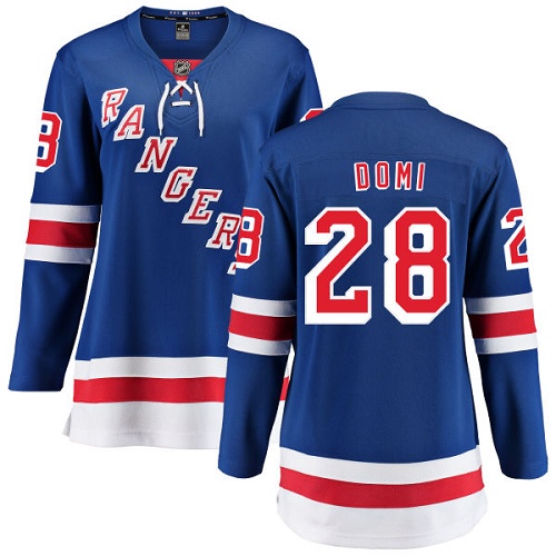 Women's New York Rangers #28 Tie Domi Fanatics Branded Royal Blue Home Breakaway NHL Jersey