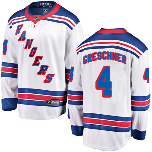 Men's New York Rangers #4 Ron Greschner Fanatics Branded White Away Breakaway NHL Jersey