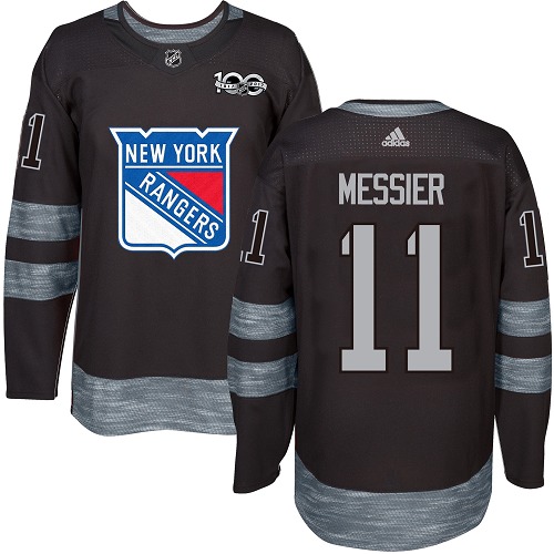 Men's Adidas New York Rangers #11 Mark Messier Authentic Black 1917-2017 100th Anniversary NHL Jersey