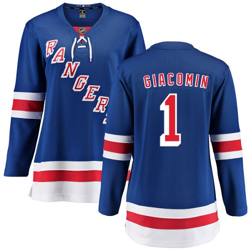 Women's New York Rangers #1 Eddie Giacomin Fanatics Branded Royal Blue Home Breakaway NHL Jersey