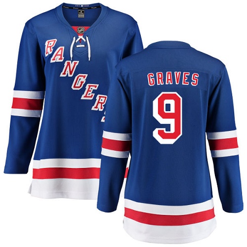 Women's New York Rangers #9 Adam Graves Fanatics Branded Royal Blue Home Breakaway NHL Jersey