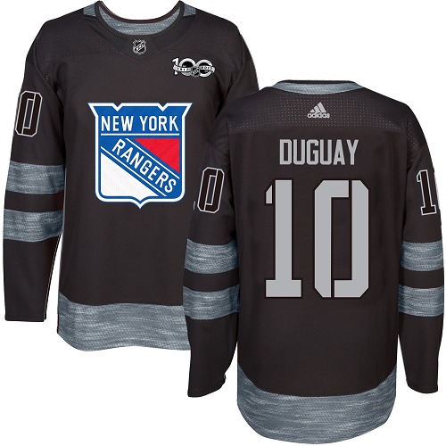 Men's Adidas New York Rangers #10 Ron Duguay Premier Black 1917-2017 100th Anniversary NHL Jersey