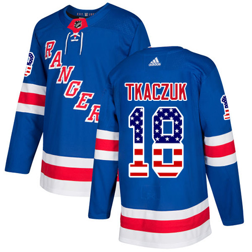Men's Adidas New York Rangers #18 Walt Tkaczuk Authentic Royal Blue USA Flag Fashion NHL Jersey