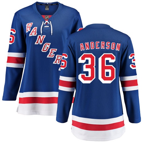 Women's New York Rangers #36 Glenn Anderson Fanatics Branded Royal Blue Home Breakaway NHL Jersey