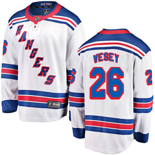 Men's New York Rangers #26 Jimmy Vesey Fanatics Branded White Away Breakaway NHL Jersey