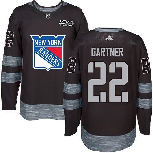 Men's Adidas New York Rangers #22 Mike Gartner Authentic Black 1917-2017 100th Anniversary NHL Jersey