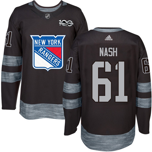 Men's Adidas New York Rangers #61 Rick Nash Authentic Black 1917-2017 100th Anniversary NHL Jersey