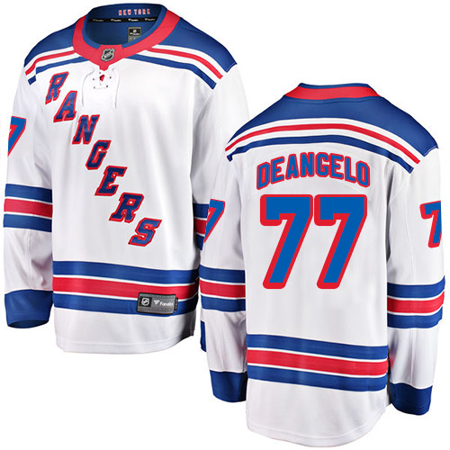 Men's New York Rangers #77 Anthony DeAngelo Fanatics Branded White Away Breakaway NHL Jersey
