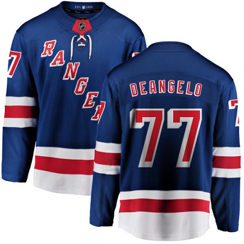 Youth New York Rangers #77 Anthony DeAngelo Fanatics Branded Royal Blue Home Breakaway NHL Jersey