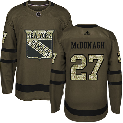 Youth Adidas New York Rangers #27 Ryan McDonagh Premier Green Salute to Service NHL Jersey