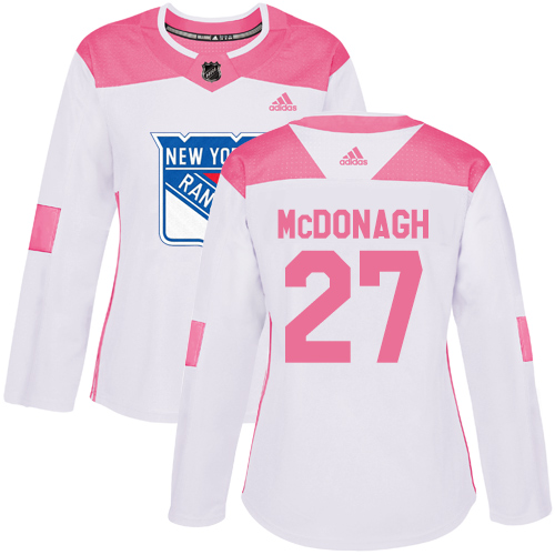 Women's Adidas New York Rangers #27 Ryan McDonagh Authentic White/Pink Fashion NHL Jersey