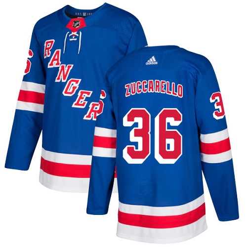 Youth Adidas New York Rangers #36 Mats Zuccarello Authentic Royal Blue Home NHL Jersey