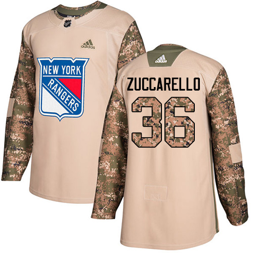 Youth Adidas New York Rangers #36 Mats Zuccarello Authentic Camo Veterans Day Practice NHL Jersey