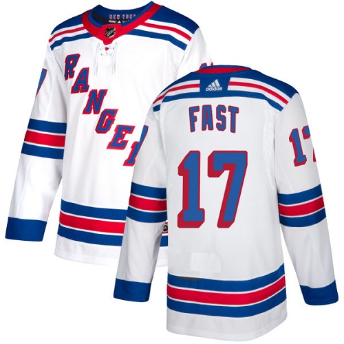 Men's Adidas New York Rangers #17 Jesper Fast Authentic White Away NHL Jersey