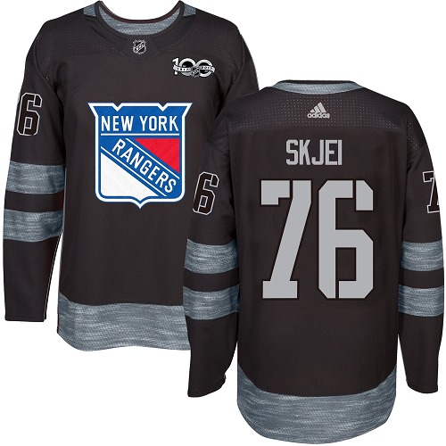 Men's Adidas New York Rangers #76 Brady Skjei Authentic Black 1917-2017 100th Anniversary NHL Jersey