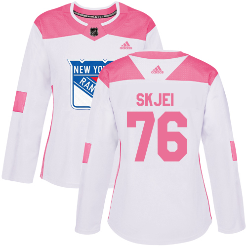 Women's Adidas New York Rangers #76 Brady Skjei Authentic White/Pink Fashion NHL Jersey