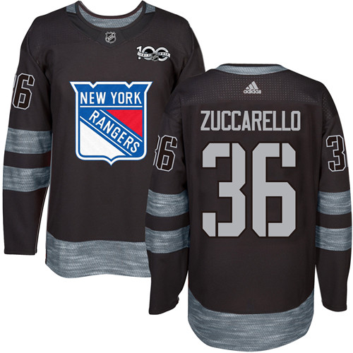 Men's Adidas New York Rangers #36 Mats Zuccarello Premier Black 1917-2017 100th Anniversary NHL Jersey