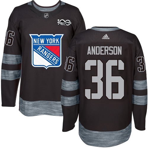 Men's Adidas New York Rangers #36 Glenn Anderson Premier Black 1917-2017 100th Anniversary NHL Jersey