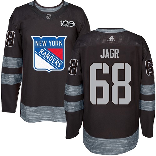 Men's Adidas New York Rangers #68 Jaromir Jagr Authentic Black 1917-2017 100th Anniversary NHL Jersey