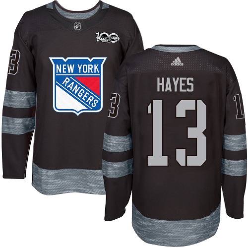 Men's Adidas New York Rangers #13 Kevin Hayes Authentic Black 1917-2017 100th Anniversary NHL Jersey